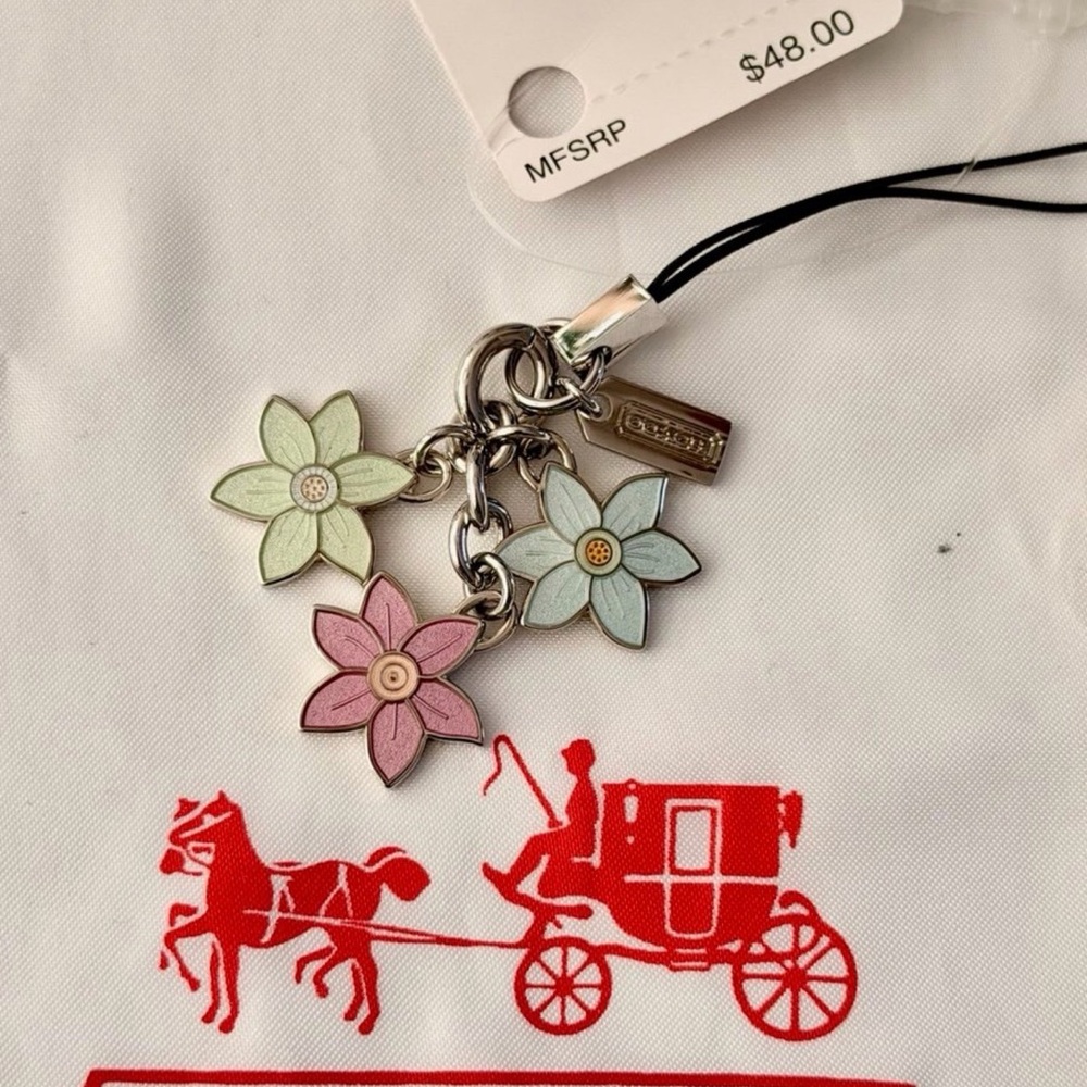 NWT Coach Multicolor Floral Bag Charm/Keychain
